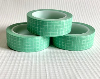 Mint Grid Washi Tape, Green Washi Tape, 1 Piece, Grid Washi Tape, Journal Tape, Decorative, Washi Tape, Masking Tape