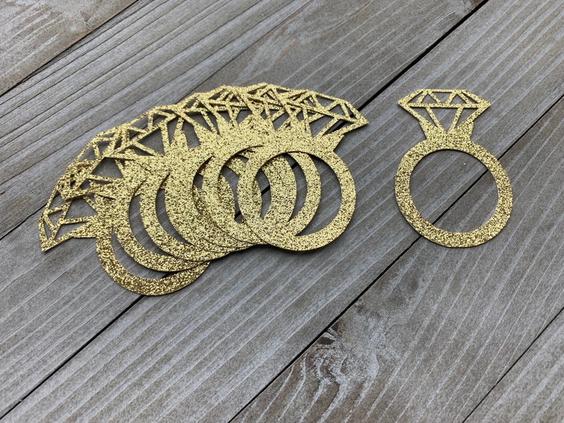 Ring Confetti Engagement Decorations Wedding Bridal Shower 50 Gold Glitter Diamond Ring Confetti Diamond Ring Bachelorette Party Decor