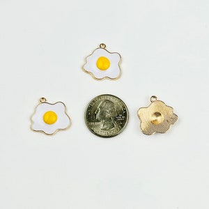 4 Fried Egg Charms / Gold Plated/ Enamel Eggs/ Jewelry Making Supplies ...