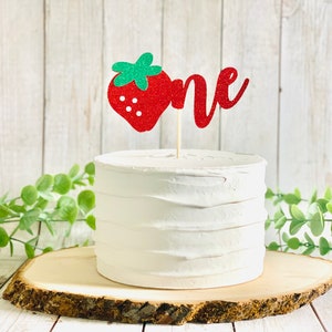 Strawberry Cake Topper, One Cake Topper, Strawberry Cake Smash, Strawberry  Party Theme, 1st Birthday Party Decor, Tutti Frutti Party 
