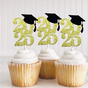2025 Graduation Cupcake Toppers/ Grad Cap/ Graduation Party Decor/ Congrats Grad/ Graduation Celebration/ Party Picks/ College Grad/