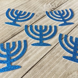 50 menorahs scintillantes, confettis de Hanoucca, décorations de Hanoucca, confettis de menorah, confettis de Hanoucca scintillants, fête juive