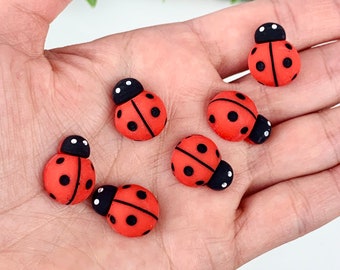 5 Red Ladybug Embellishments/ Flatback/ Nail Art Suppiles/ Bug Arts And Crafts/