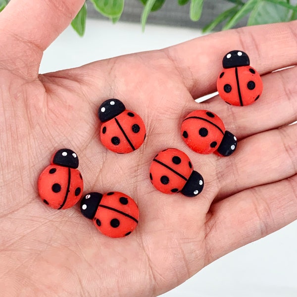 5 Red Ladybug Embellishments/ Flatback/ Nail Art Suppiles/ Bug Arts And Crafts/
