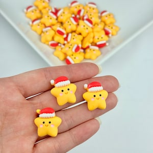 4 cabochon di stelle di Natale/abbellimento di stelle di Natale/cabochon invernali/cabochon festivi/forniture per la creazione di gioielli/forniture fai da te per le vacanze