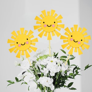 Sunshine Party Decorations/ Sun Centerpieces/ You Are My Sunshine/ One Year Around The Sun/ Sunshine Girl Birthday/ Sun Baby Shower