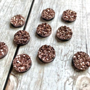 10 Pcs Metallic Rose Gold Chunky Faux Druzy Cabochon/ 8mm/10mm/12mm