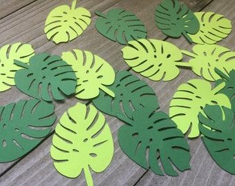 100 monstera leaf confetti, tropical leaves, luau decor, hawaiian party, jungle baby shower, birthday