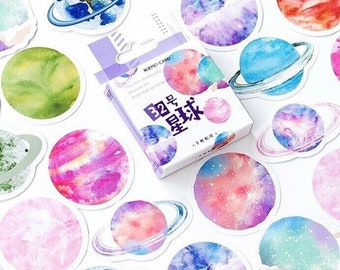 Universe Diary Stickers Galaxy Journalling Stickers Moon Saturn Deco Stickers Planet Crafting Stickers Pastel Space Planets Stickers