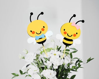 Bumblebee Party Decorations/ What Will Baby Bee Baby Shower Table Decor/ Mommy To Bee Floral Centerpieces/ Happy Beeday Birthday Party Picks