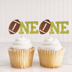 12 Football One Cupcake Toppers, Football First Birthday, 1st Down Party, Football Birthday, 1st Birthday Toppers