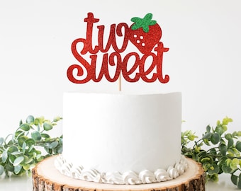 Two Sweet Strawberry Cake Topper/ Strawberry Birthday Decor /Sweet To Be Two/ Strawberry Party/ Two Sweet/ Smash Cake/ 1 Topper