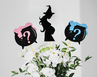 A Baby Is Brewing Party Decorations/ Halloween Gender Reveal Centerpieces/ A Little Boo Is Almost Due/ Witch Baby Shower/ Witch Or Wizard