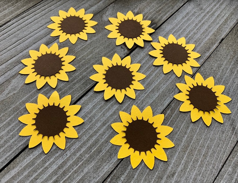 50 Sunflower Confetti Sunflower Die Cuts Flower Decor Etsy