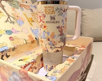 Laser Engraved Winnie the Pooh Stanley Tumbler 40oz, Stanley Cup Disney Gift Laser Printed Design, Custom Name Engraving, Gift Box Set