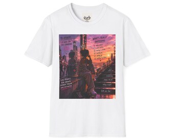 Camiseta com ilustração de sentimentos de ansiedade | Tipografia sobre saúde mental