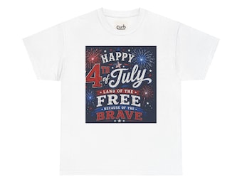 Camiseta Feliz 4 de Julho Terra da Liberdade | Camiseta Patriótica de Fogos de Artifício