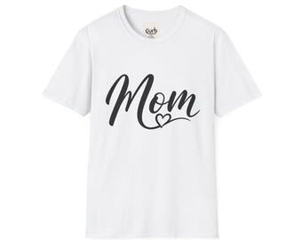 Mom script heart T-Shirt | Mother's Day typography tee