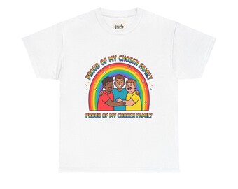 Camiseta "Orgulhosa da minha família escolhida" | Camiseta LGBTQ+ Família Arco-Íris