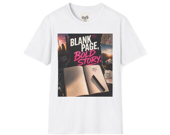 Camiseta "Página em Branco: História em Negrito" | Tipografia Inspiradora para Escrita