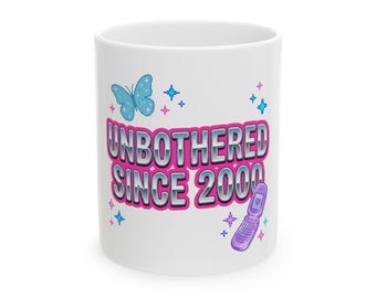 Y2K Butterfly Flip Phone Mug | Unbothered Since 2000 Retro Drinkware