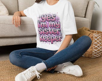 Camiseta Sister Keeper | Camiseta com slogan divertido em letras de bolha