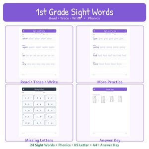 1st Grade Sight Words Worksheets (Read, Trace, Write, Phonics) (PDF Download)