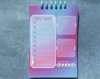 Synthwave Vaporwave Daily Task Notepad | Gamer Theme Planner (32 Pages)
