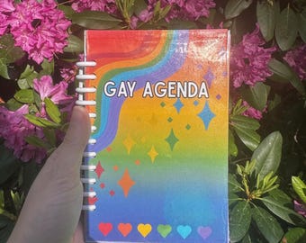 Gay Agenda Holographic Rainbow Pride Spiral Notebook