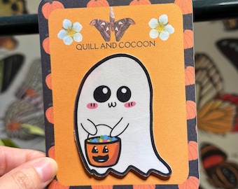 Trick or Treat Ghost Holographic Halloween Sticker