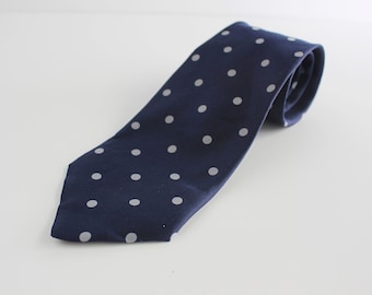 Vintage Neck Tie - Navy with White Polka Dots - Anderson & Sheppard