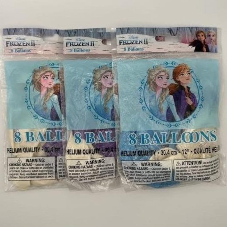 Balões para festa de aniversário Disney Frozen, 24 unidades no total, 3 pacotes com 8 balões cada, Elsa e Anna. Novos. imagem 1
