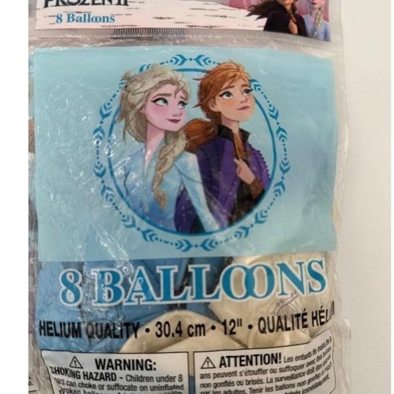 Balões para festa de aniversário Disney Frozen, 24 unidades no total, 3 pacotes com 8 balões cada, Elsa e Anna. Novos. imagem 3