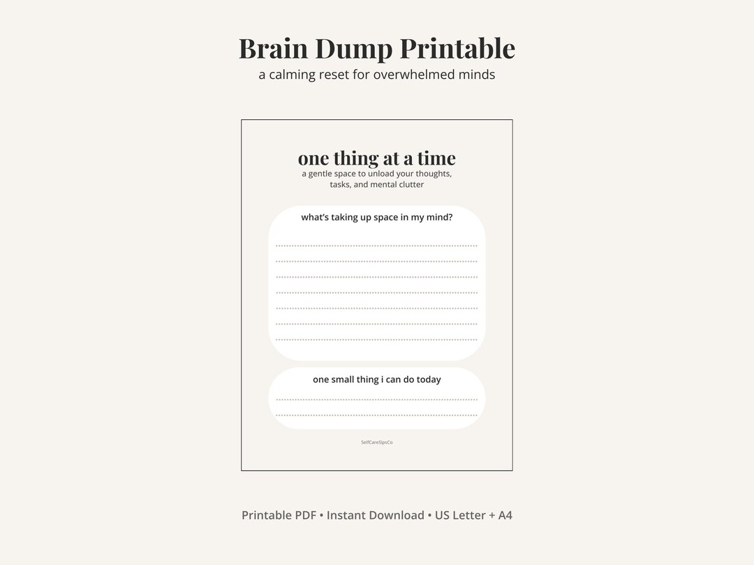 Brain Dump Printable for Overwhelmed Minds | Mental Clutter Worksheet ...