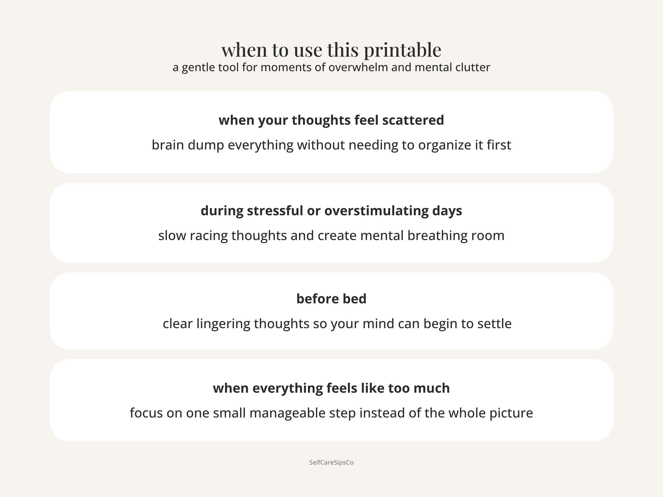 Brain Dump Printable for Overwhelmed Minds | Mental Clutter Worksheet ...