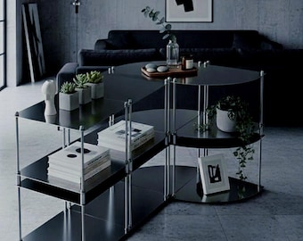 Luxury Stainless Steel Media Console | Modular Storage Shelf | Designer TV Stand | Contemporary Furniture