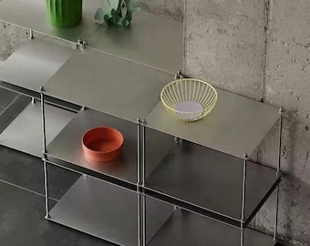 Minimalist Stainless Steel Shelf | Modern Display Rack | Industrial Console Shelf | Contemporary Home Decor