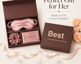 100% Mulberry Silk Sleep Set | Pillowcase, Mask, Scrunchie Gift Box