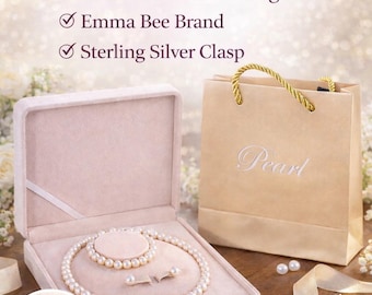 Natural Freshwater Pearl Set, Necklace Bracelet & Earrings, Gift for Her