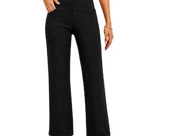 Women’s Wide Leg Lounge Pants, High Waisted Comfy Travel Pants with Pockets