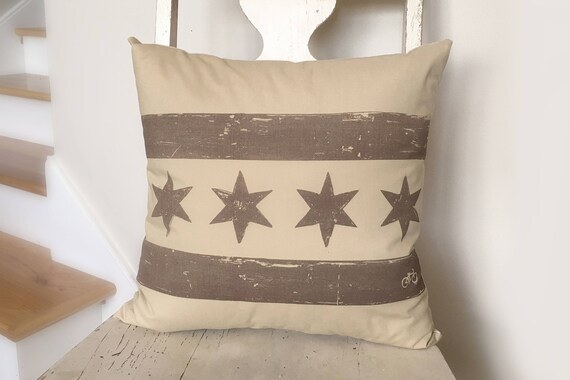 Bike Chicago Flag Pillow Ready To Ship Etsy