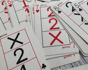 Vintage cards, c. 1950s: Soccer Pontoon card game and mathematical pool selector.