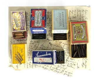 Vintage nib selection for calligraphy or sketching, a selection of 6 nibs. (Boxes not inc.)