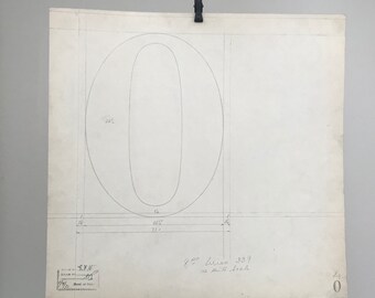 Letter Serif O, original vintage font casting drawing, typographic drawing, type design, typography. Select from 3 drawings.