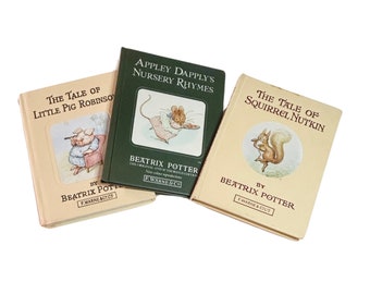 Vintage Beatrix Potter books, a set of 3 books, 1989 and 1992 editions and the third an earlier copy.