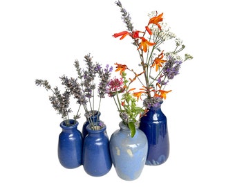 A selection of Ronuk blue vases, small sizes earthenware vases. Special Price for Spring.