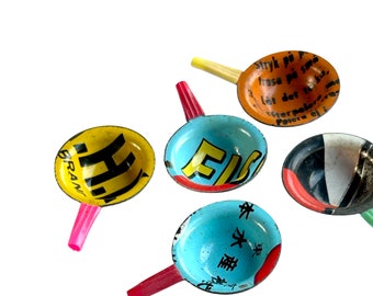 Cute Japanese vintage up-cycled toy pans, made from tin packaging.