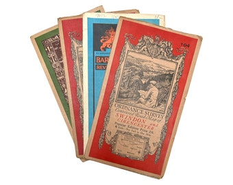 Vintage folded UK maps. 1919/1925/1951.