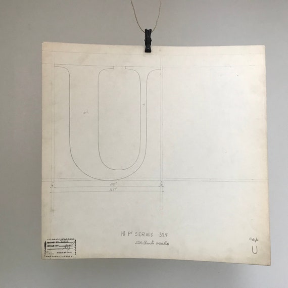 Lower Case Letter U With Accents British Industrial History 1967 Original Linotype Industrial Font Drawing 7pt Reference Condensed Dexis Iberica Graphite Art Collectibles
