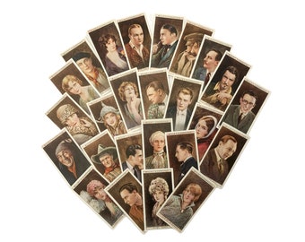 Series 1 and 2 full sets of Cinema Stars Cigarette cards. Will's Cigarettes, 1928. 50 cards.